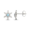 Thumbnail Image 3 of Swiss Blue Topaz & White Lab-Created Sapphire Snowflake Stud Earrings Sterling Silver