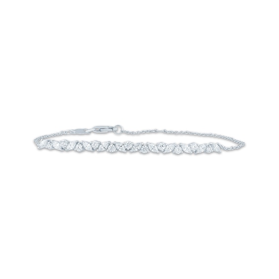 Monique Lhuillier Bliss Marquise-Cut & Round-Cut Lab-Grown Diamond Bracelet 3/4 ct tw Platinum-Plated Sterling Silver 7"