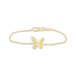 Monique Lhuillier Bliss Lab-Grown Diamond Accent Butterfly Bracelet 24K Yellow Gold Vermeil Sterling Silver 6.75"