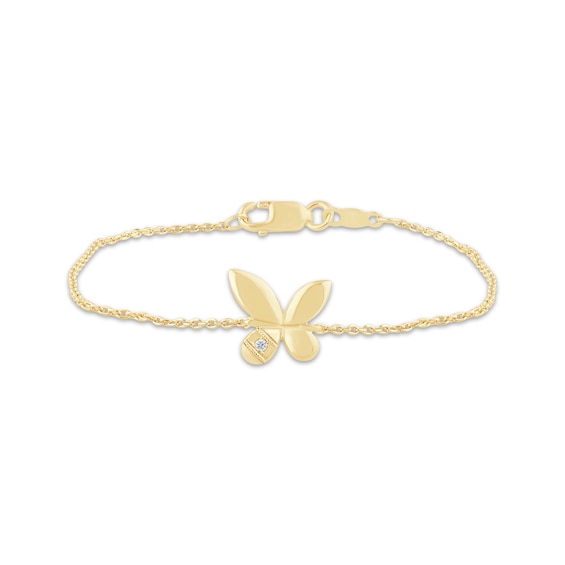 Monique Lhuillier Bliss Lab-Grown Diamond Accent Butterfly Bracelet 24K Yellow Gold Vermeil Sterling Silver 6.75"