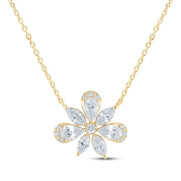 Monique Lhuillier Bliss Marquise, Pear & Round-Cut Lab-Grown Diamond Cluster Necklace 1 ct tw 24K Yellow Gold Vermeil Sterling Silver 18"
