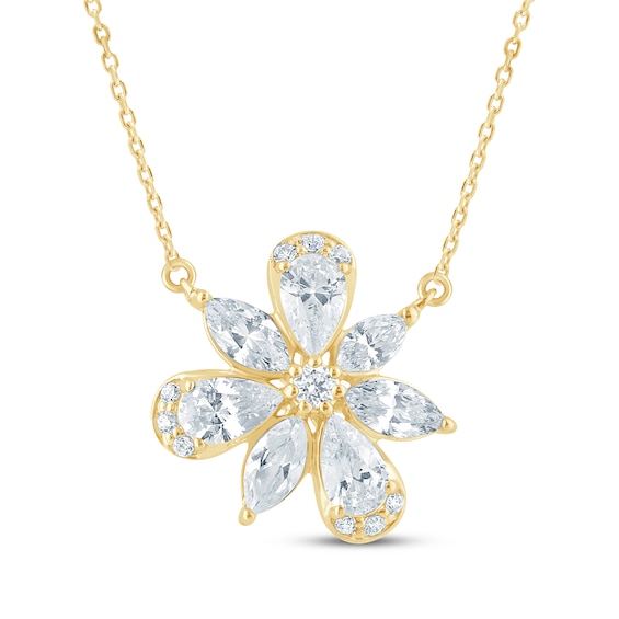 Monique Lhuillier Bliss Marquise, Pear & Round-Cut Lab-Grown Diamond Cluster Necklace 1 ct tw 24K Yellow Gold Vermeil Sterling Silver 18"