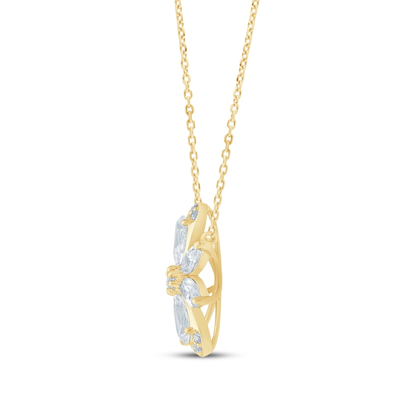 Main Image 3 of Monique Lhuillier Bliss Marquise, Pear & Round-Cut Lab-Grown Diamond Cluster Necklace 1 ct tw 24K Yellow Gold Vermeil Sterling Silver 18"
