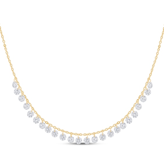 KAY Lab-Grown Diamonds Dangle Necklace 2 ct tw 10K Yellow Gold 18"