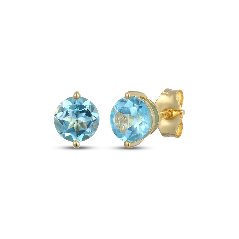 Main Image 1 of STUDIO BY KAY Swiss Blue Topaz Solitaire Stud Earrings 24K Yellow Gold Vermeil Sterling Silver
