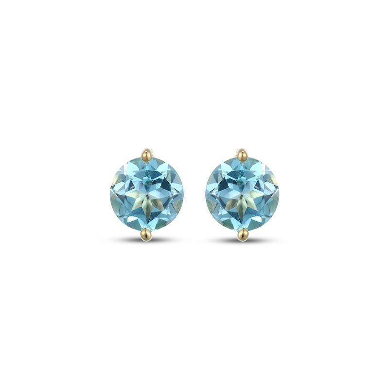 Main Image 2 of STUDIO BY KAY Swiss Blue Topaz Solitaire Stud Earrings 24K Yellow Gold Vermeil Sterling Silver