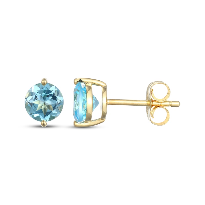Main Image 3 of STUDIO BY KAY Swiss Blue Topaz Solitaire Stud Earrings 24K Yellow Gold Vermeil Sterling Silver