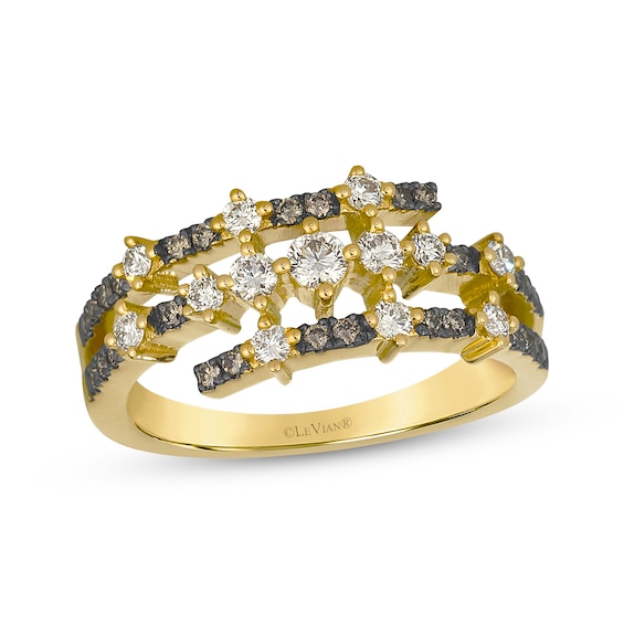 Le Vian Desert Diamonds Three-Row Bypass Ring 5/8 ct tw 14K Honey Gold