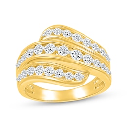 KAY Lab-Grown Diamonds Three-Row Wave Fashion Ring 1 ct tw 10K Yellow Gold