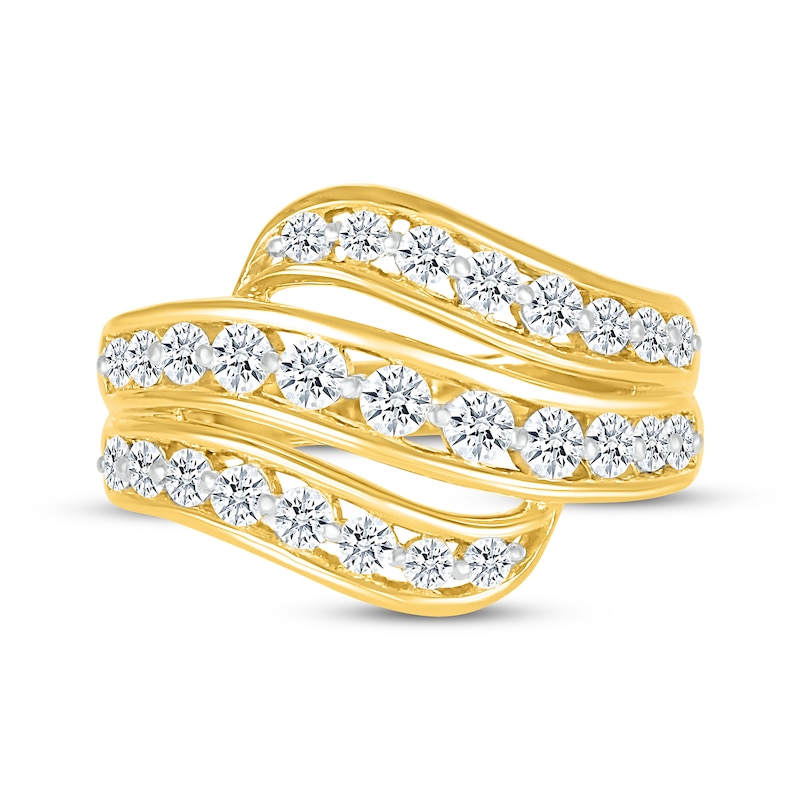 Main Image 4 of KAY Lab-Grown Diamonds Three-Row Wave Fashion Ring 1 ct tw 10K Yellow Gold