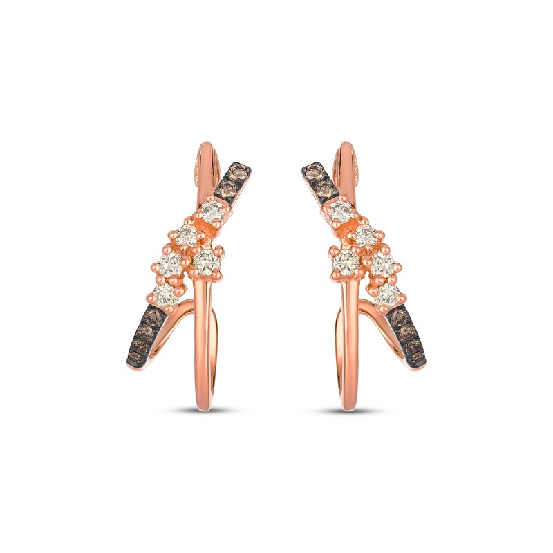 Main Image 2 of Le Vian Desert Diamonds Crossover J-Hoop Earrings 1/5 ct tw 14K Strawberry Gold