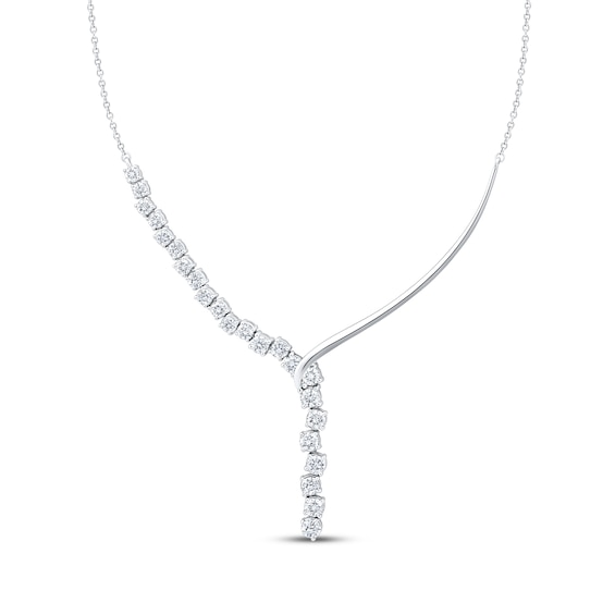 KAY Lab-Grown Diamonds Chevron Drop Necklace 5 ct tw 10K White Gold 18"