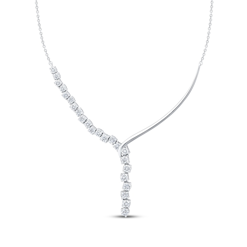 Main Image 1 of KAY Lab-Grown Diamonds Chevron Drop Necklace 5 ct tw 10K White Gold 18"