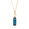 Thumbnail Image 1 of Le Vian Cushion-Cut Blue Topaz Drop Necklace 1/15 ct tw Diamonds 14K Honey Gold 19"