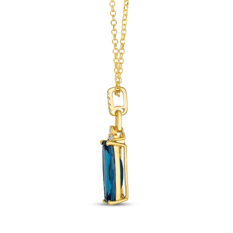 Main Image 2 of Le Vian Cushion-Cut Blue Topaz Drop Necklace 1/15 ct tw Diamonds 14K Honey Gold 19"