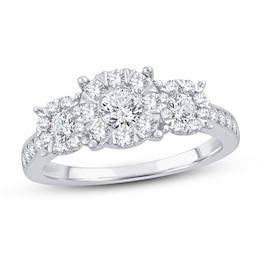 Memories Moments Magic 3-Stone Diamond Engagement Ring 1 ct tw Round-cut 14K White Gold