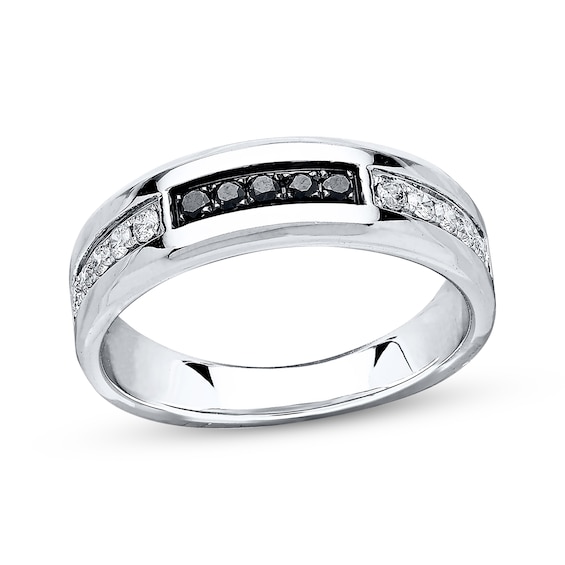 Now + Forever Men's Wedding Band 3/8 ct tw Diamonds 10K White Gold
