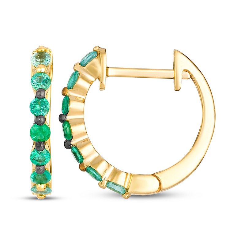 Main Image 3 of Le Vian Emerald Ombré Hoop Earrings 14K Honey Gold
