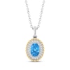 Thumbnail Image 1 of Disney Treasures Alice in Wonderland Oval-Cut Swiss Blue Topaz & Diamond Necklace 1/15 ct tw Sterling Silver & 10K Yellow Gold 17"