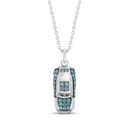 Disney Treasures Cars "Sally Carrera" Swiss Blue Topaz & Diamond Accent Necklace Sterling Silver 19"