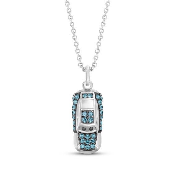 Disney Treasures Cars "Sally Carrera" Swiss Blue Topaz & Diamond Accent Necklace Sterling Silver 19"