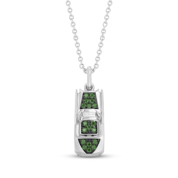 Disney Treasures Cars "Chick Hicks" Green Tourmaline & Diamond Necklace 1/15 ct tw Sterling Silver 19"