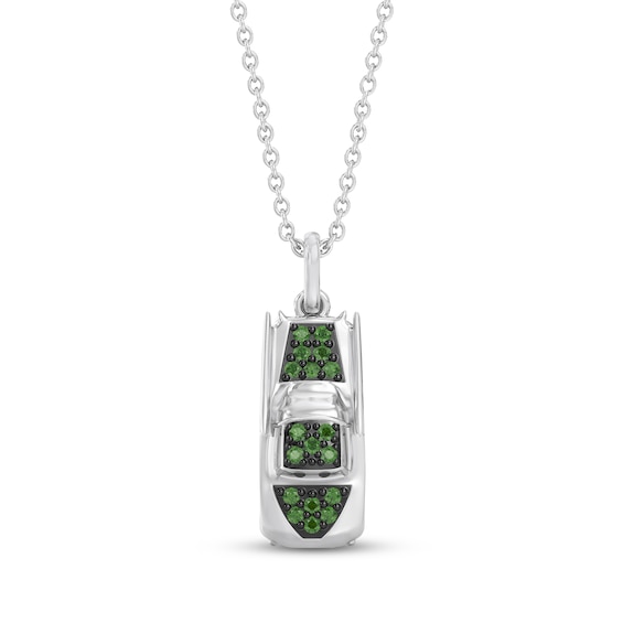 Disney Treasures Cars "Chick Hicks" Green Tourmaline & Diamond Necklace 1/15 ct tw Sterling Silver 19"