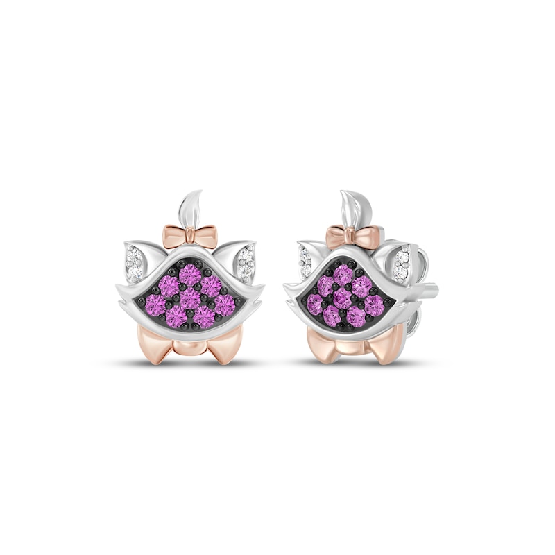 Main Image 1 of Disney Treasures The Aristocats Lab-Created Pink Sapphire & Diamond Accent Stud Earrings Sterling Silver & 10K Rose Gold