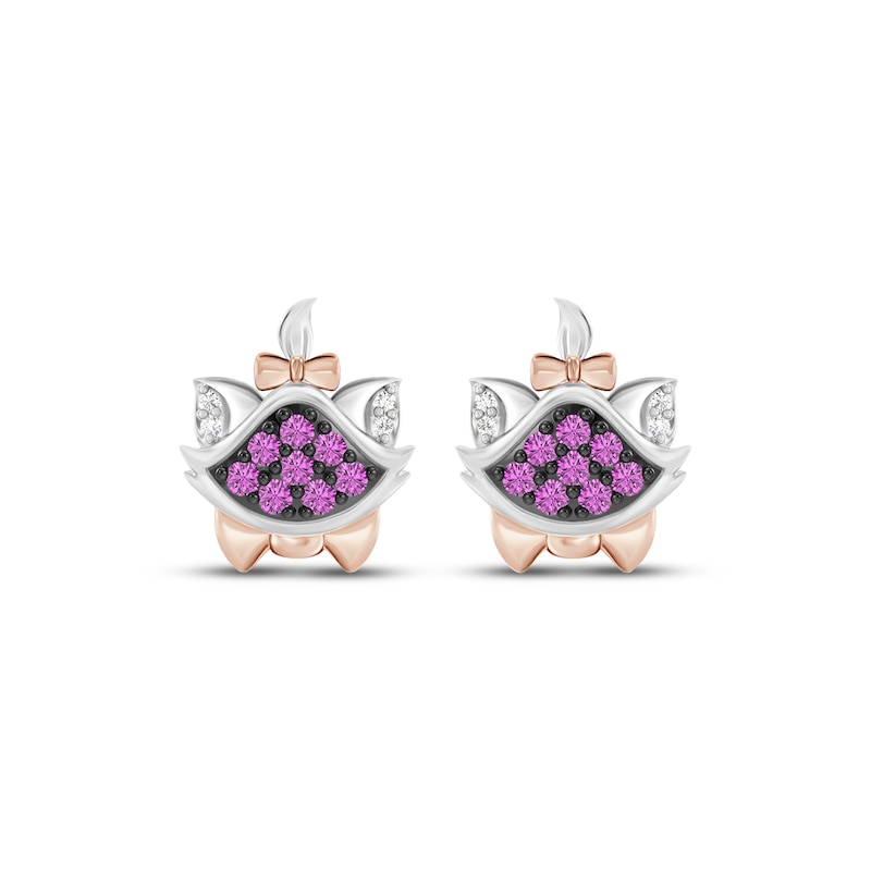 Main Image 2 of Disney Treasures The Aristocats Lab-Created Pink Sapphire & Diamond Accent Stud Earrings Sterling Silver & 10K Rose Gold