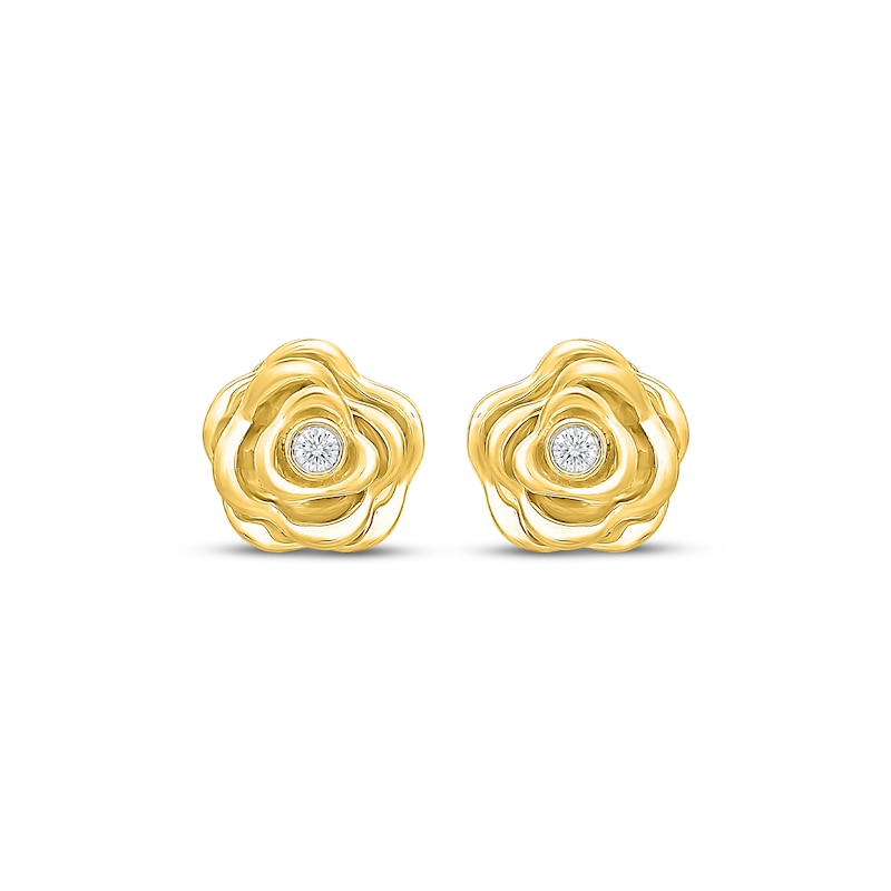 Main Image 2 of KAY Lab-Grown Diamond Accent Rose Stud Earrings 10K Yellow Gold
