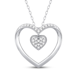 KAY Lab-Grown Diamonds Double Heart Necklace 1/10 ct tw Sterling Silver 18"