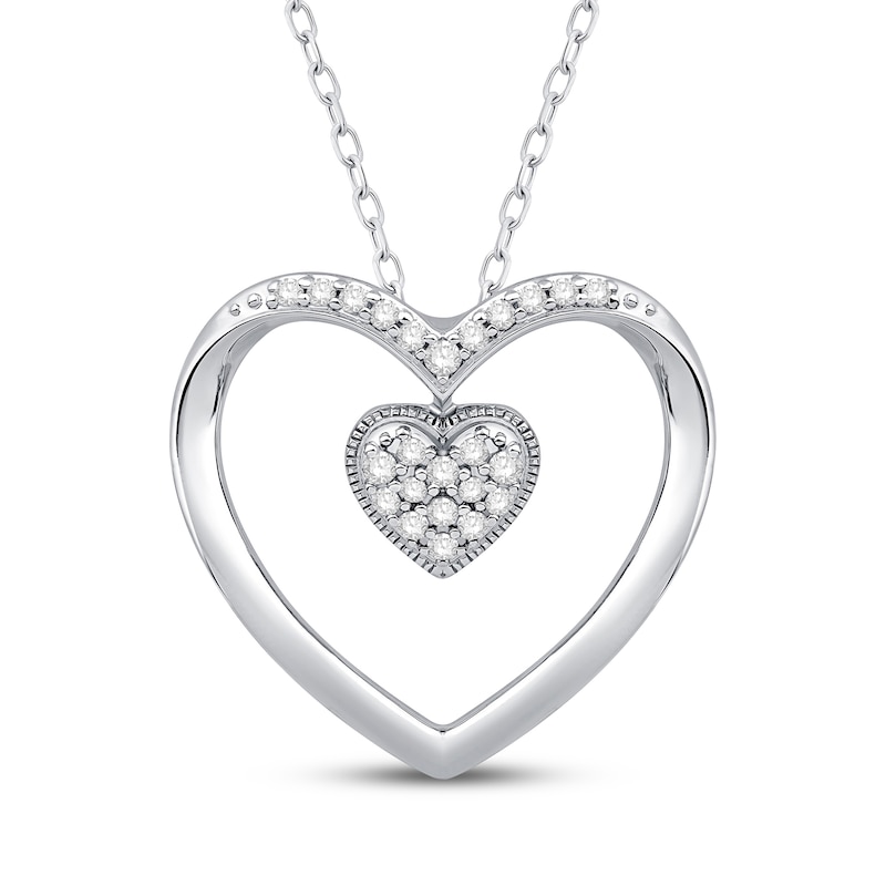 Main Image 1 of KAY Lab-Grown Diamonds Double Heart Necklace 1/10 ct tw Sterling Silver 18"