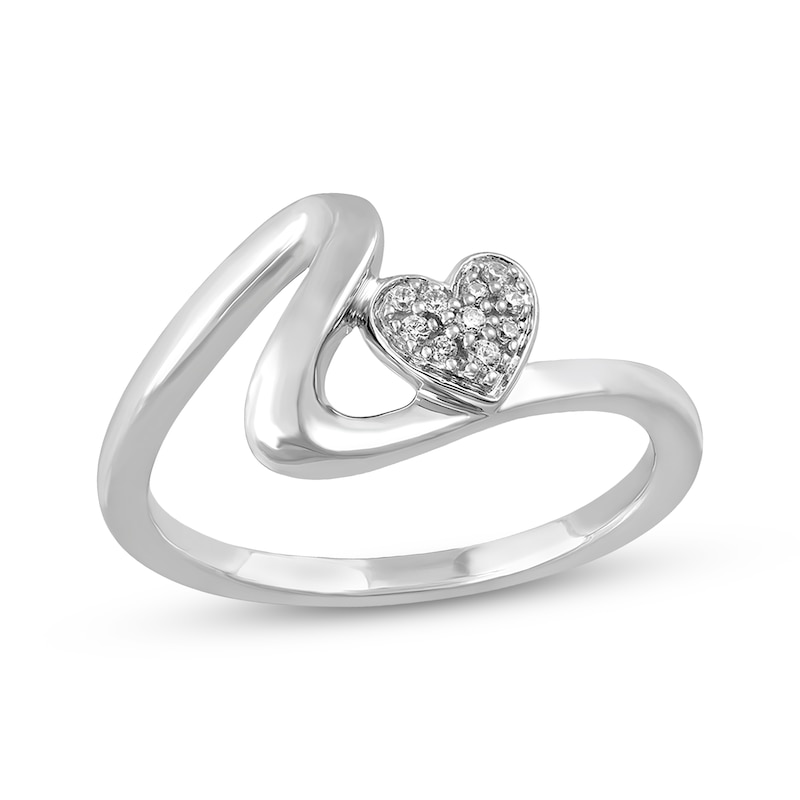 Main Image 1 of KAY Lab-Grown Diamonds Heart Wave Ring 1/20 ct tw Sterling Silver