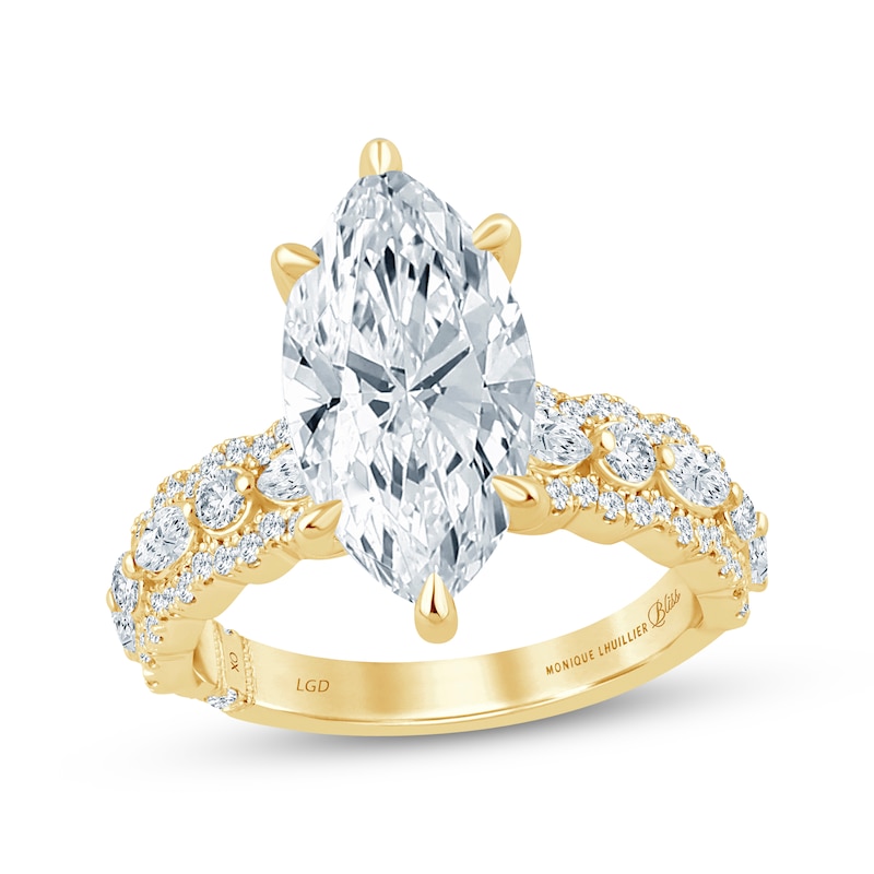 Main Image 1 of Monique Lhuillier Bliss Marquise-Cut Lab-Grown Diamond Engagement Ring 4-5/8 ct tw 18K Yellow Gold