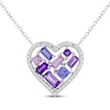 Thumbnail Image 1 of Amethyst, Tanzanite, Pink & White Lab-Created Sapphire Heart Necklace Sterling Silver 18"