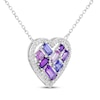 Thumbnail Image 2 of Amethyst, Tanzanite, Pink & White Lab-Created Sapphire Heart Necklace Sterling Silver 18"
