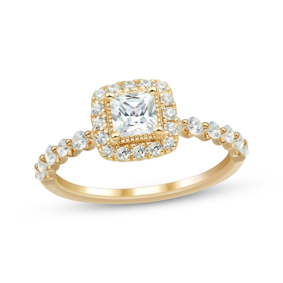 Princess-Cut Diamond Halo Engagement Ring 1 ct tw 14K Yellow Gold