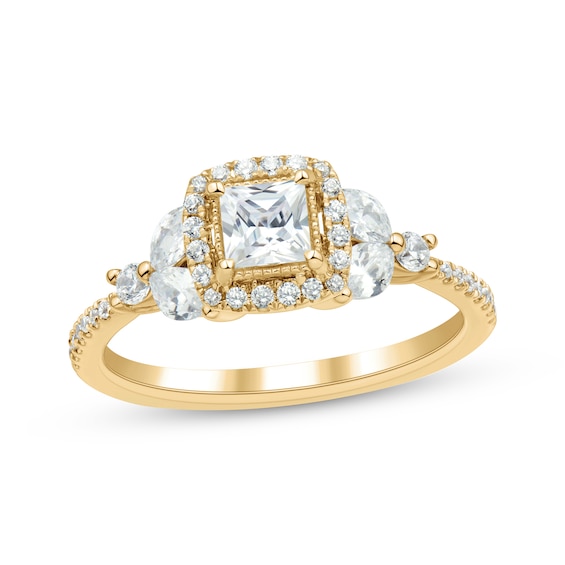 Princess-Cut Diamond Halo Engagement Ring 1 ct tw 14K Yellow Gold