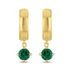 Thumbnail Image 2 of STUDIO BY KAY Round-Cut Lab-Created Emerald Solitaire Huggie Hoop Earrings 24K Yellow Gold Vermeil Sterling Silver