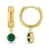 Thumbnail Image 3 of STUDIO BY KAY Round-Cut Lab-Created Emerald Solitaire Huggie Hoop Earrings 24K Yellow Gold Vermeil Sterling Silver