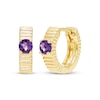 Thumbnail Image 1 of STUDIO BY KAY Amethyst Solitaire Textured Huggie Hoop Earrings 24K Yellow Gold Vermeil Sterling Silver