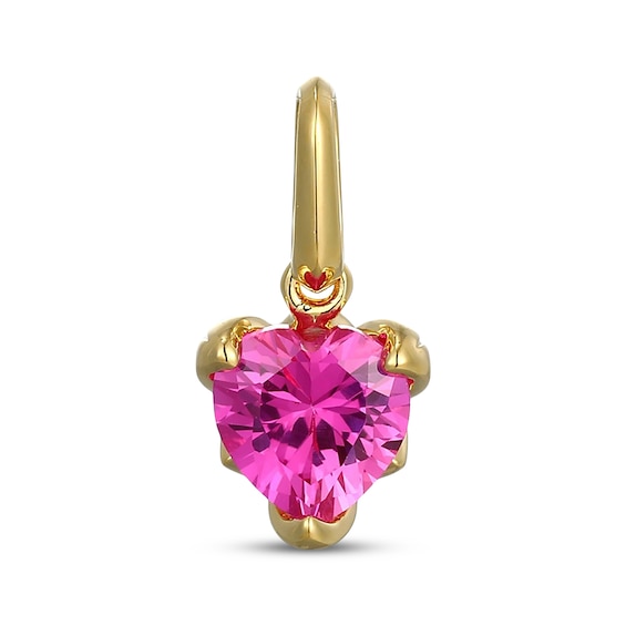 STUDIO BY KAY Heart-Shaped Pink Lab-Created Sapphire Charm 24K Yellow Gold Vermeil Sterling Silver