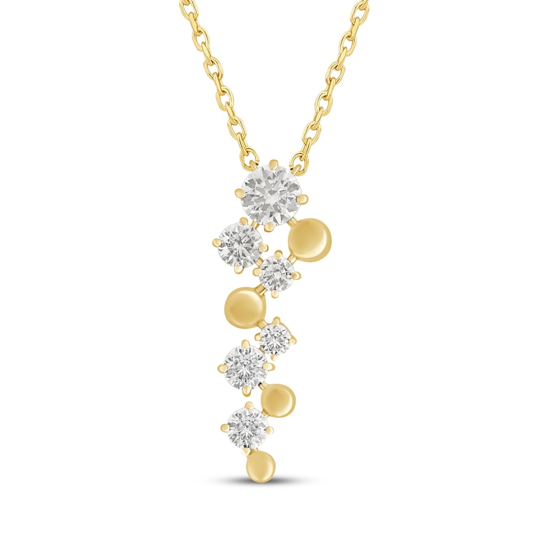 Main Image 1 of JOUJE Collection Lab-Grown Diamond & Disc Scatter Necklace 1 ct tw 10K Yellow Gold 18"