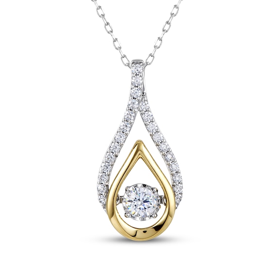 Unstoppable Love Lab-Grown Diamond Double Teardrop Necklace 1/2 ct tw Sterling Silver & 10K Yellow Gold 18"