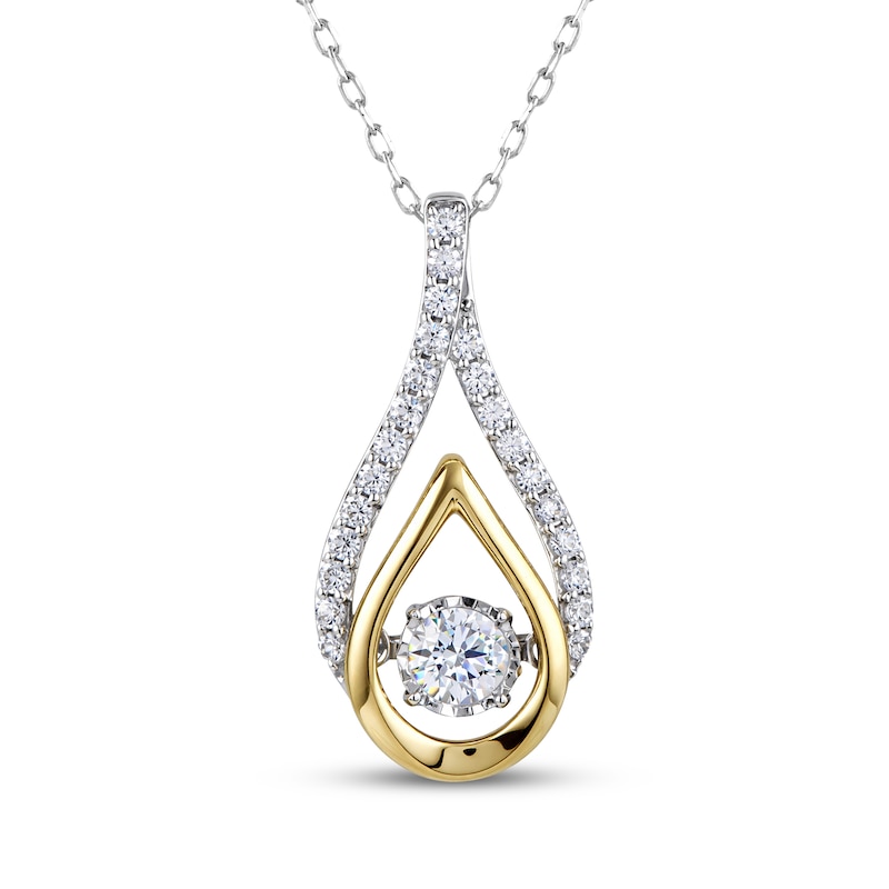 Main Image 1 of Unstoppable Love Lab-Grown Diamond Double Teardrop Necklace 1/2 ct tw Sterling Silver & 10K Yellow Gold 18"