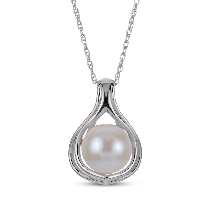 Main Image 1 of Button Cultured Pearl Necklace Sterling Silver 18"