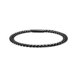 JAXXON Men's Collection 4mm Cuban Curb Chain Bracelet Black Ion-Plated Solid Stainless Steel 8"
