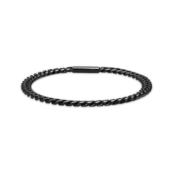 JAXXON Men's Collection 4mm Cuban Curb Chain Bracelet Black Ion-Plated Solid Stainless Steel 8"