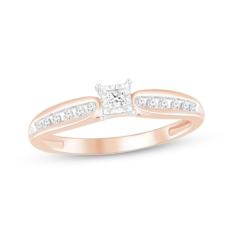 Main Image 1 of Princess-Cut Diamond Promise Ring 1/6 ct tw 10K Rose Gold