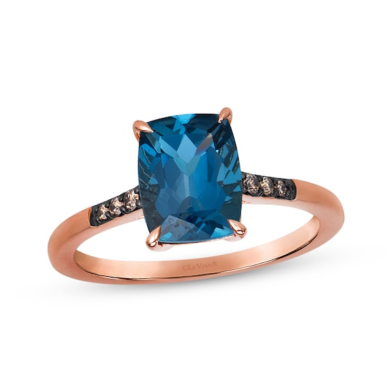 Le Vian Cushion-Cut Natural London Blue Topaz Ring Diamond Accent 14K Strawberry Gold